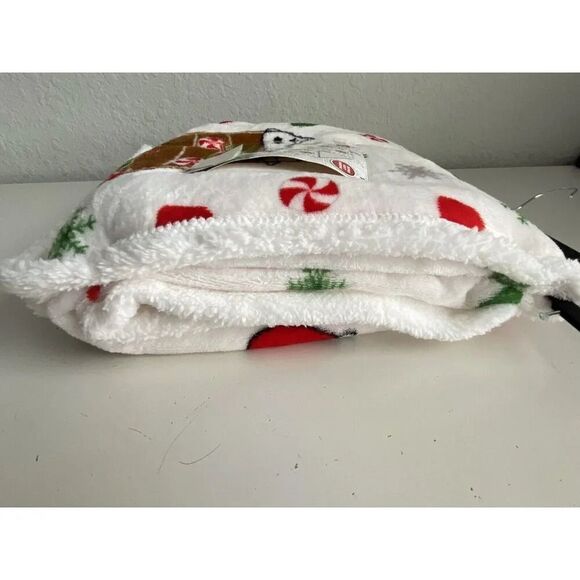 PEANUTS Snoopy Sherpa Backed Throw Blanket Gingerbread House Christmas 50X60” - Picture 9 of 15